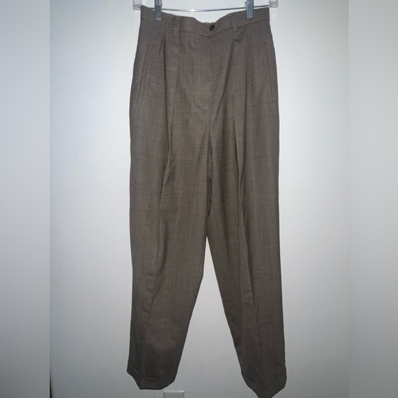 Women Vtg Wool Ralph Lauren High Rise Pleated Trouser Pants Size 6 Herringbone - Picture 6 of 9